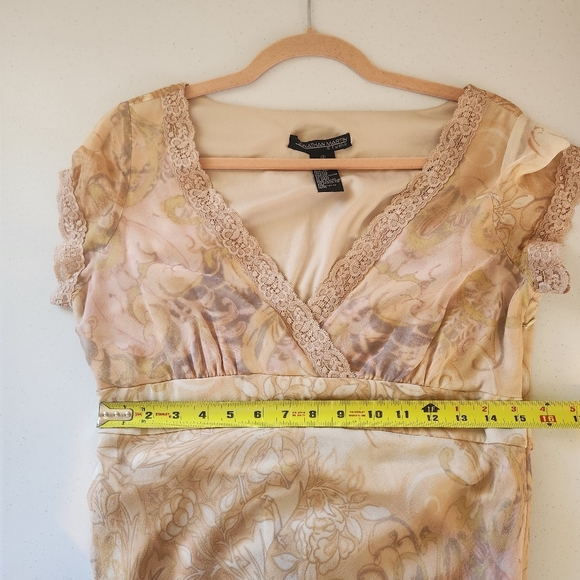 Y2K Vintage Blush Pink Floral 100% Silk Babydoll Dress Size 10 Medium Fairycore - Picture 11 of 14